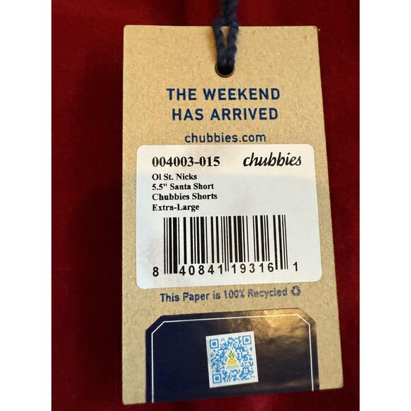 Chubbies Shorts Mens XL Red White Ol St. Nicks 5.5" Santa Holiday Faux Fur Trim - Picture 3 of 8